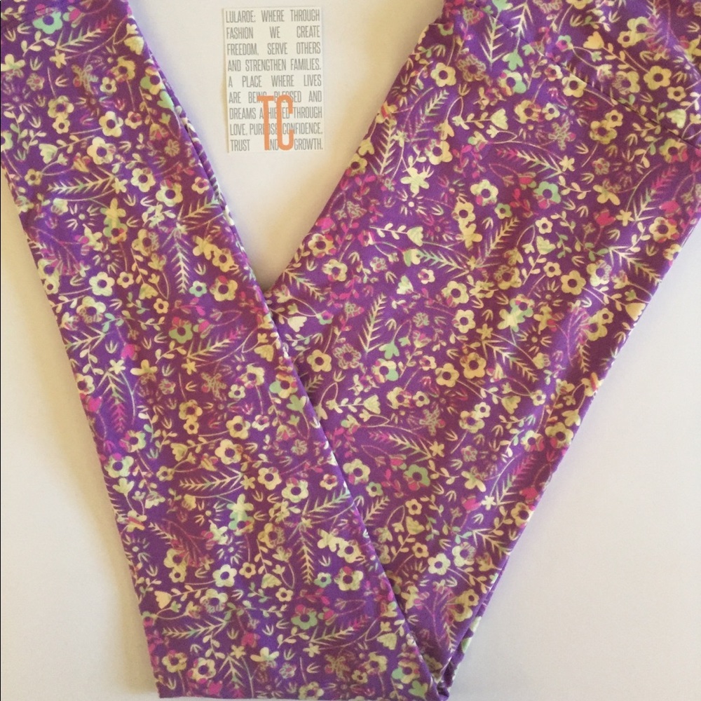 LuLaRoe TC/Tall & Curvy Rainbow Floral Leggings
